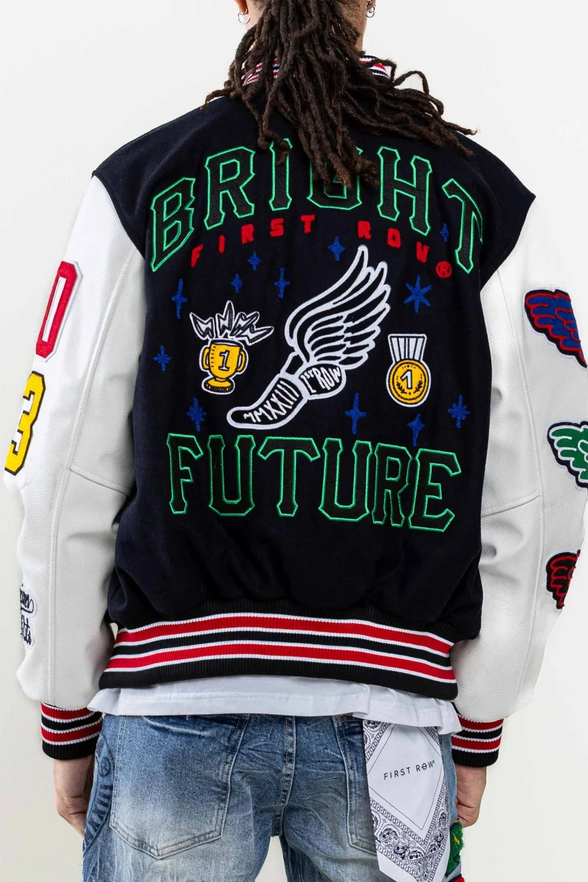 First Row Jacket - Bright Future Varsity - Navy - FRJ0042