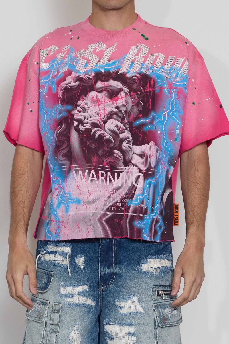 First Row T-Shirt - FR Cropped Mini Terry Tee - Pink - FRM3014A