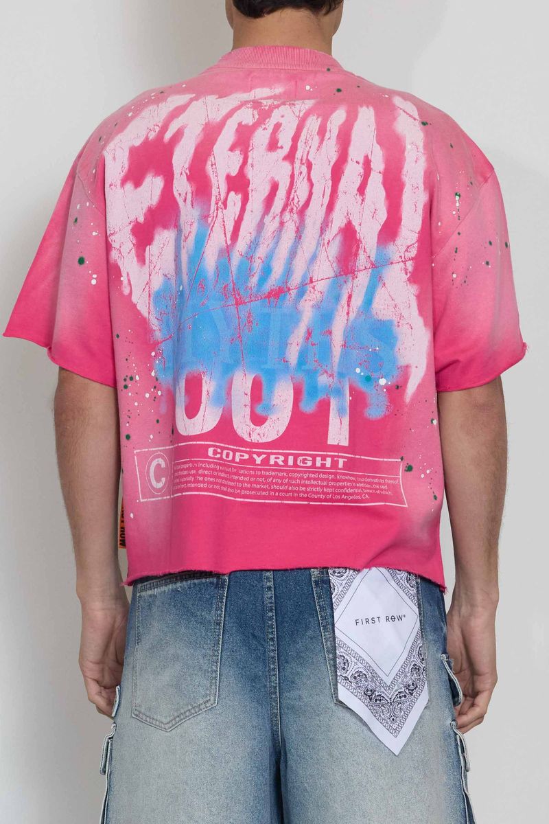 First Row T-Shirt - FR Cropped Mini Terry Tee - Pink - FRM3014A