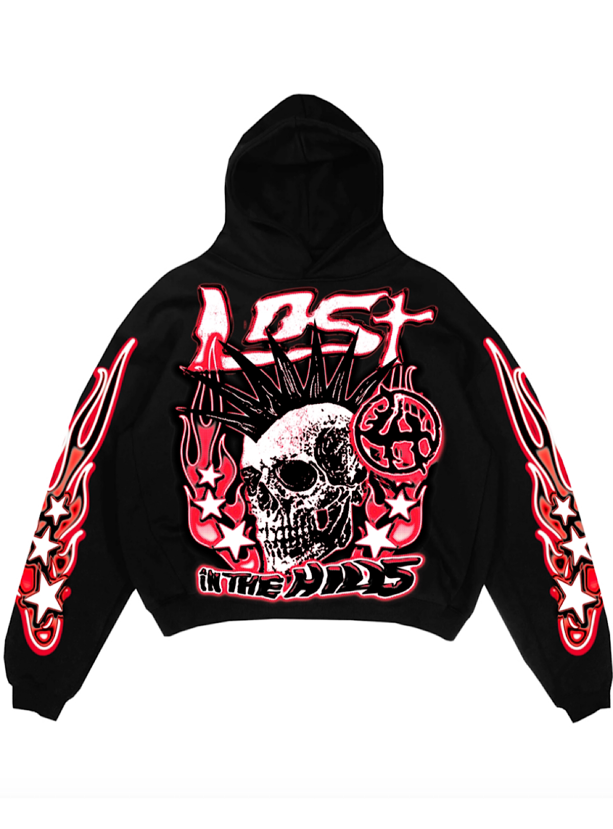 Lost Hills Hoodie - Rock Skull - Black And Red - LH20007