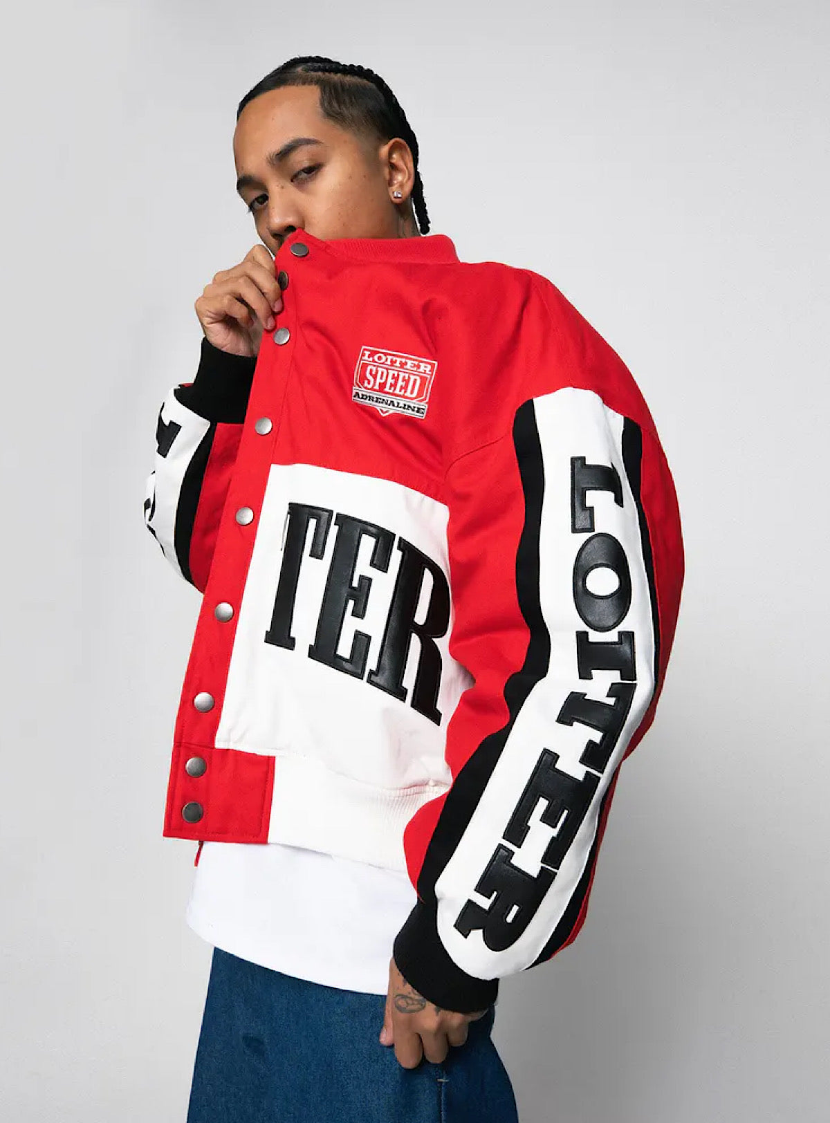 Loiter Jacket - Motor Sport - Red And Off White - LTMOTSPTJK