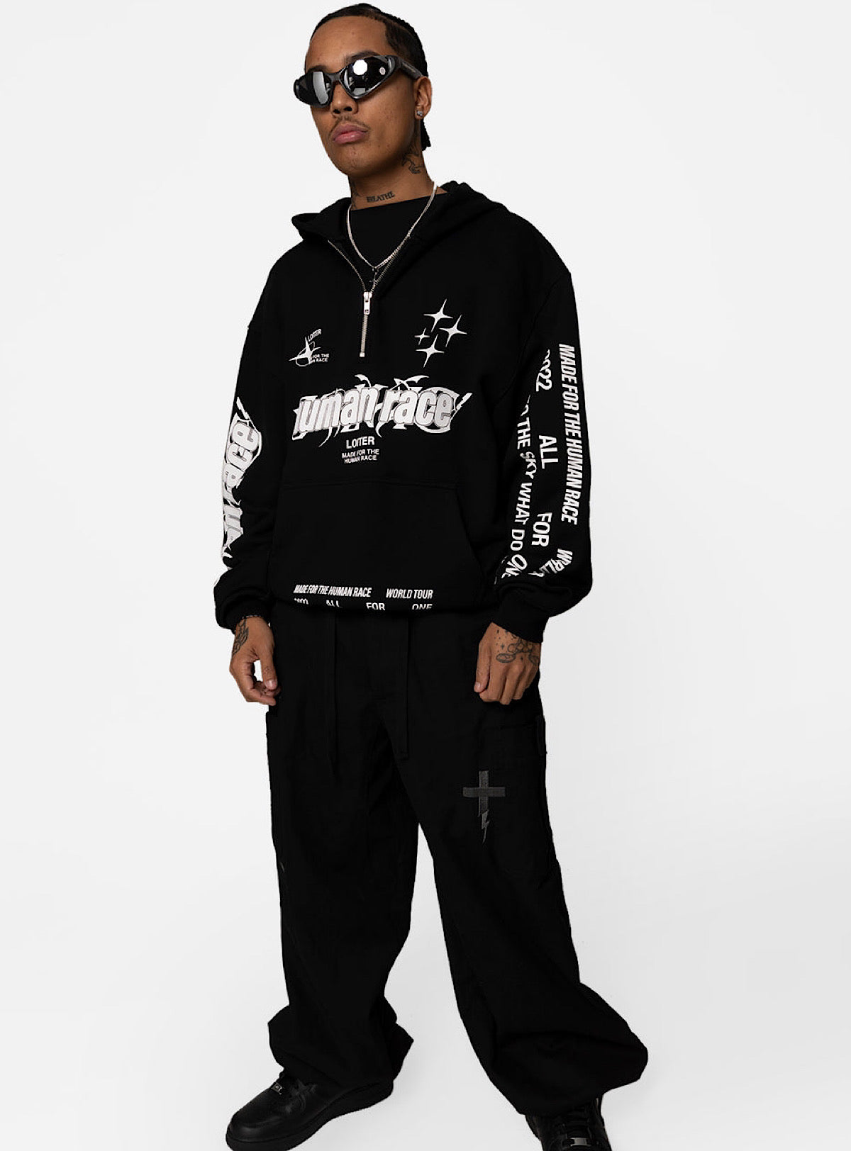 Loiter Hoodie - Rave Zip - Black - LOITRAVEZIPHD