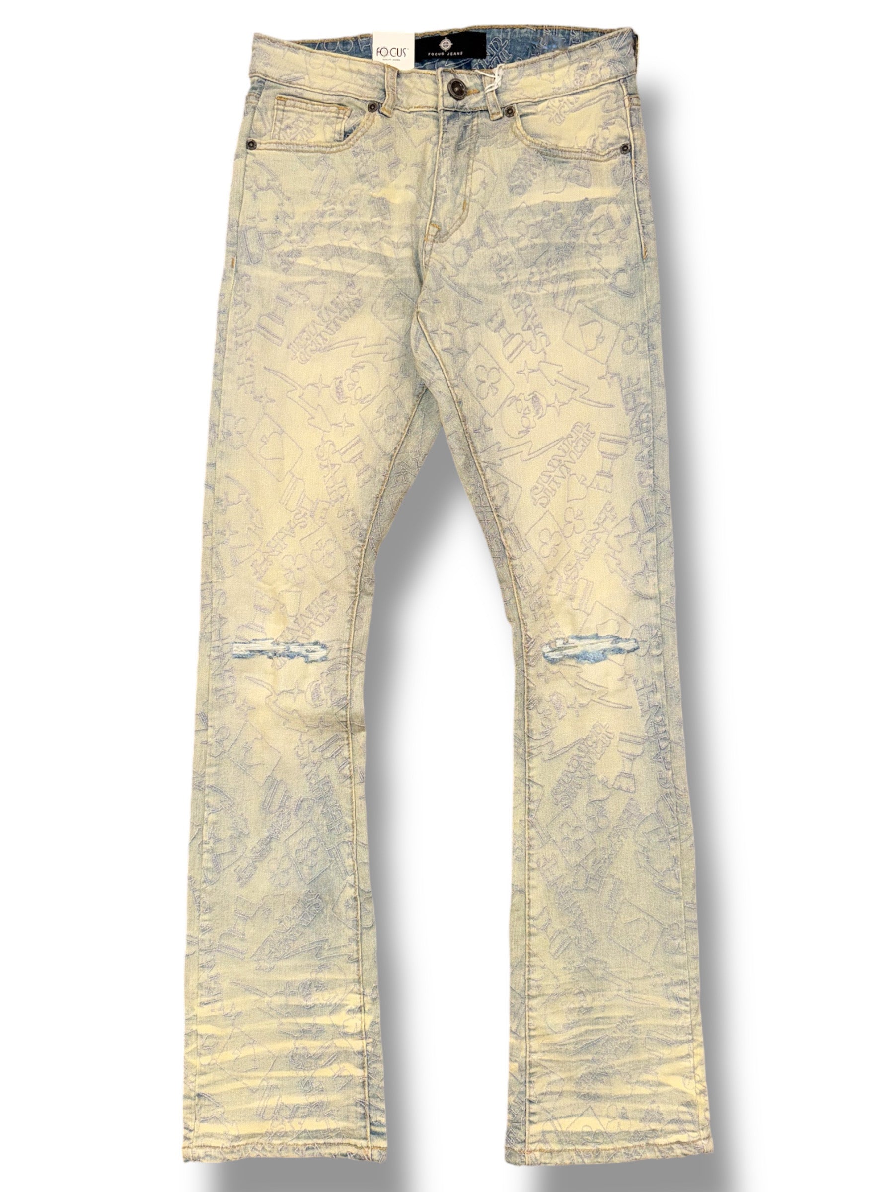 Focus Jeans - All Over Graphic EMB - Vintage Blue - 2505C