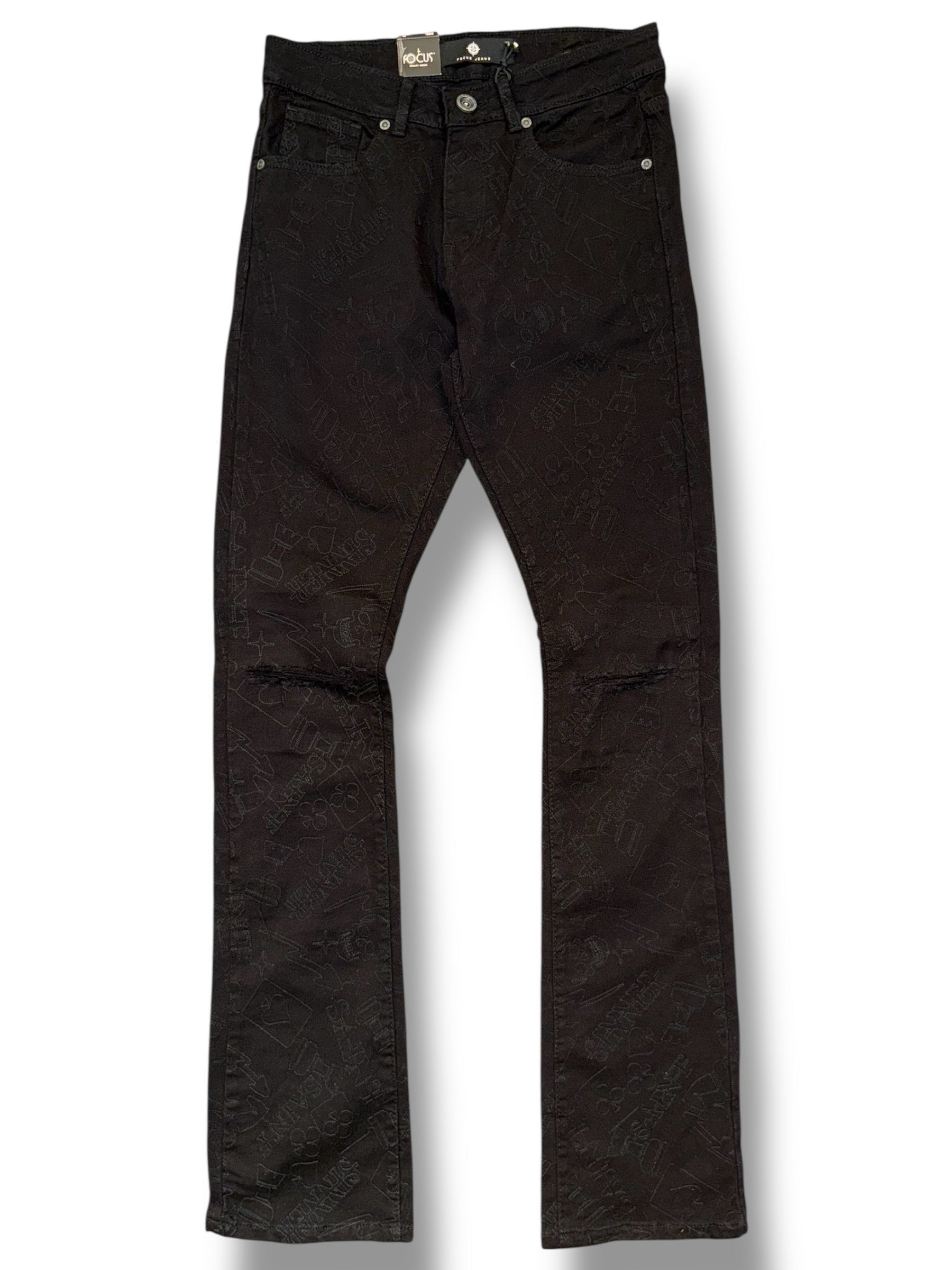 Focus Jeans - All Over Graphic EMB - Jet Black - 2505C