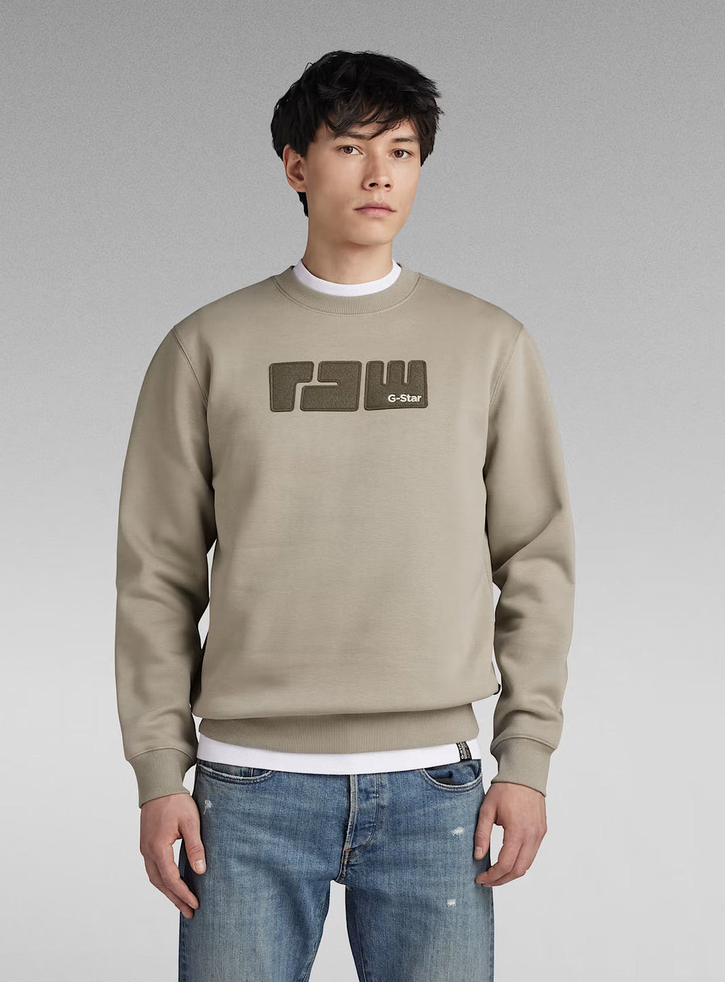 G-Star Sweater - Crew Raw Felt - Elephant Skin - D23480