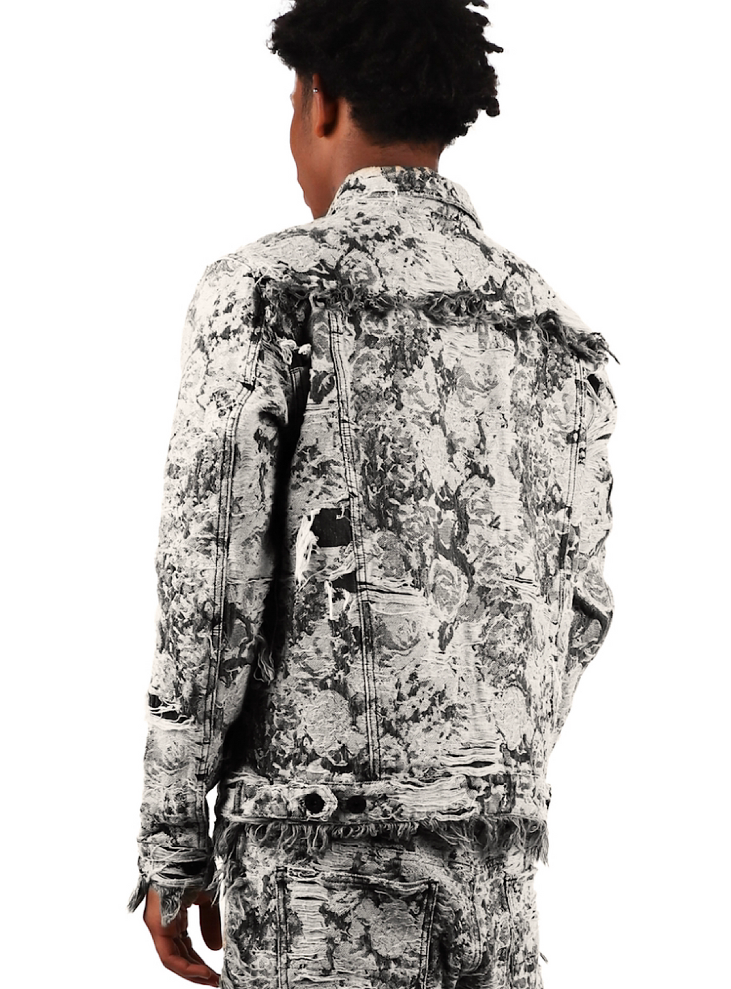 Majestik Jean Jacket - Heavy Jacquard - Black And Grey - DL2370