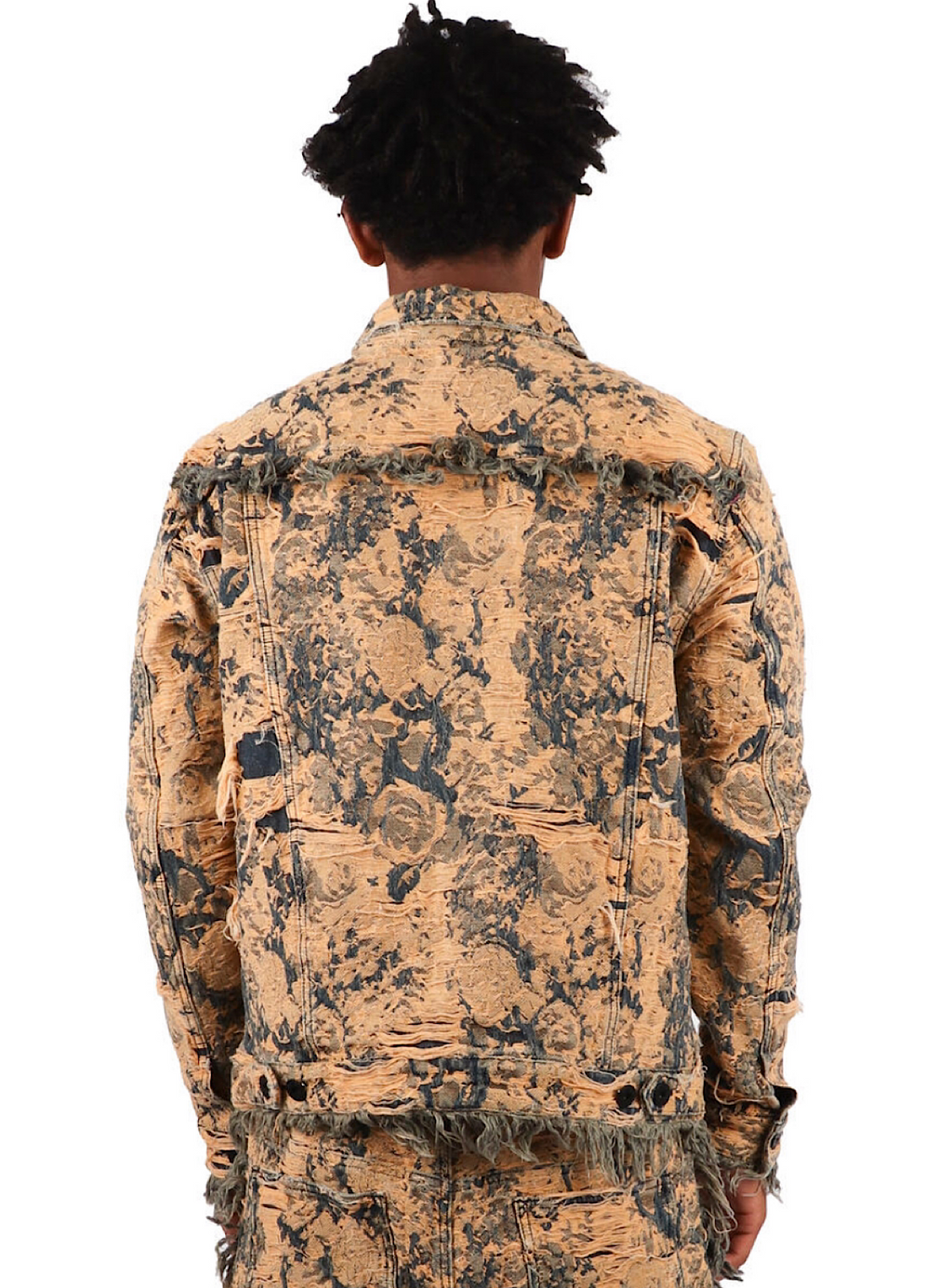 Majestik Jean Jacket - Heavy Jacquard - Rust Grey And Yellow - DL2370