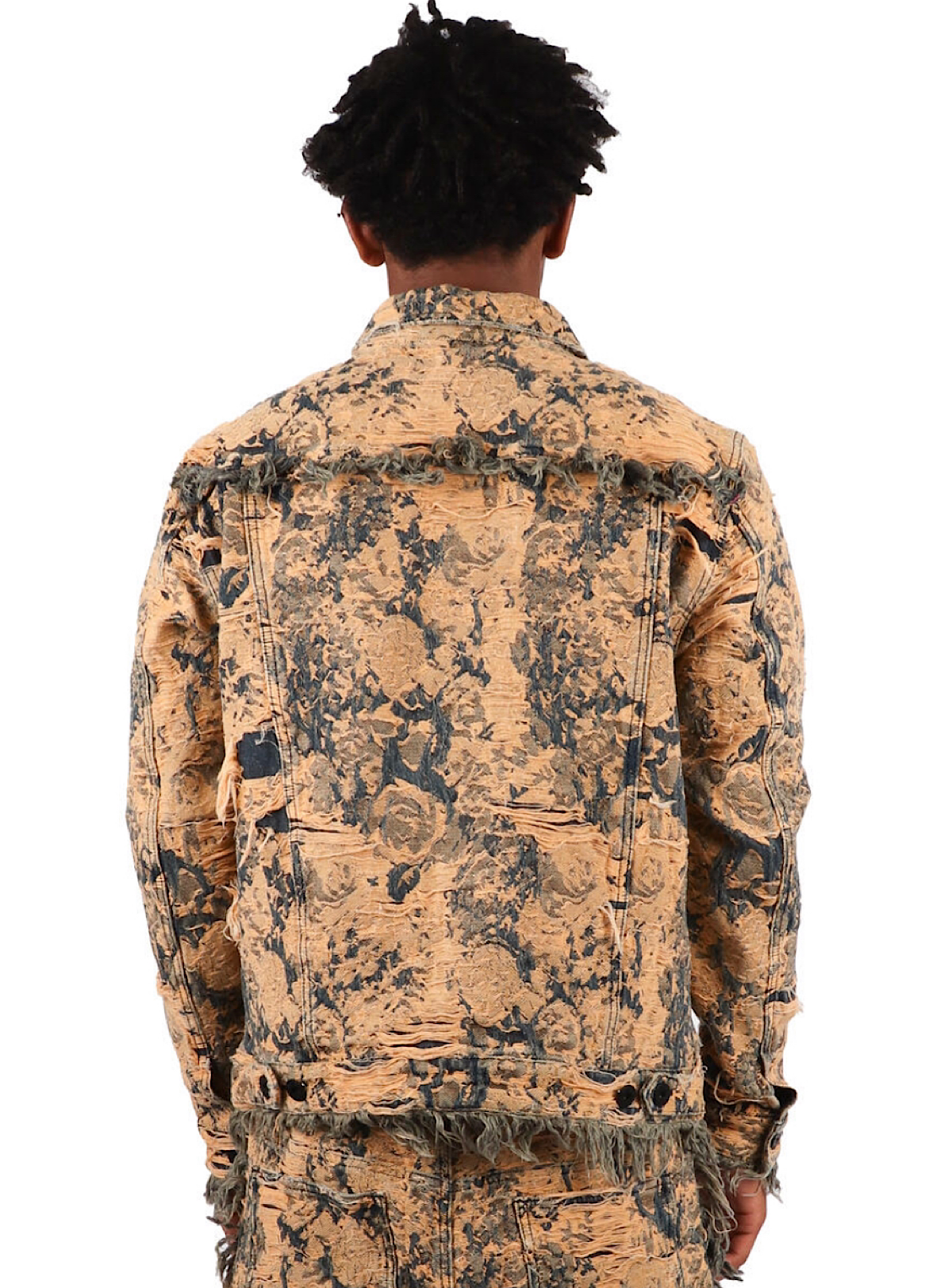 Majestik Jean Jacket - Heavy Jacquard - Rust Grey And Yellow - DL2370