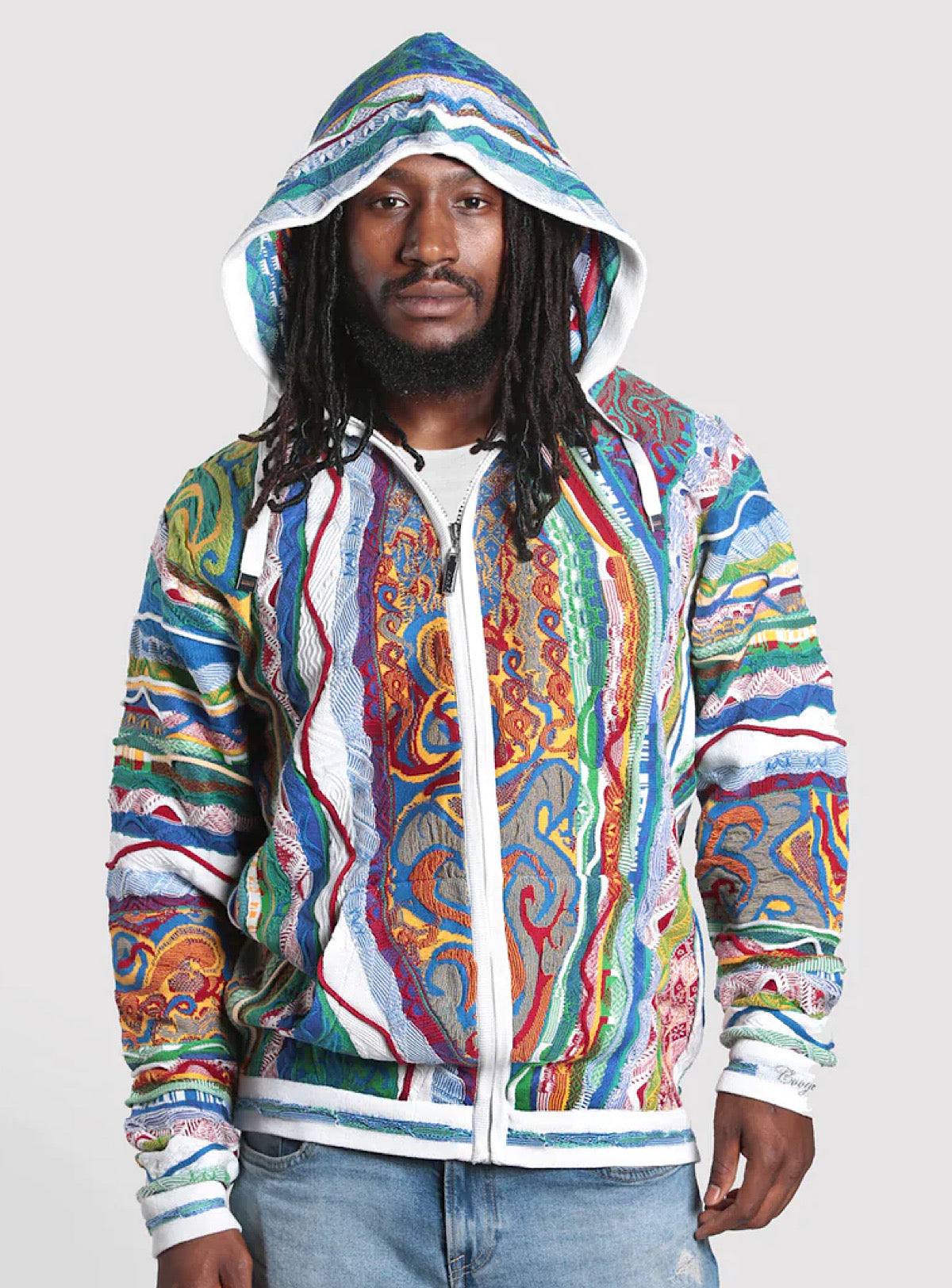 Coogi Hoodie - Classic Zip - Multi White - C65225