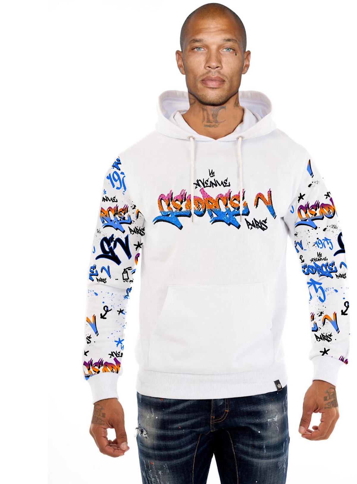 George V Hoodie - Graffiti - White - GV2640