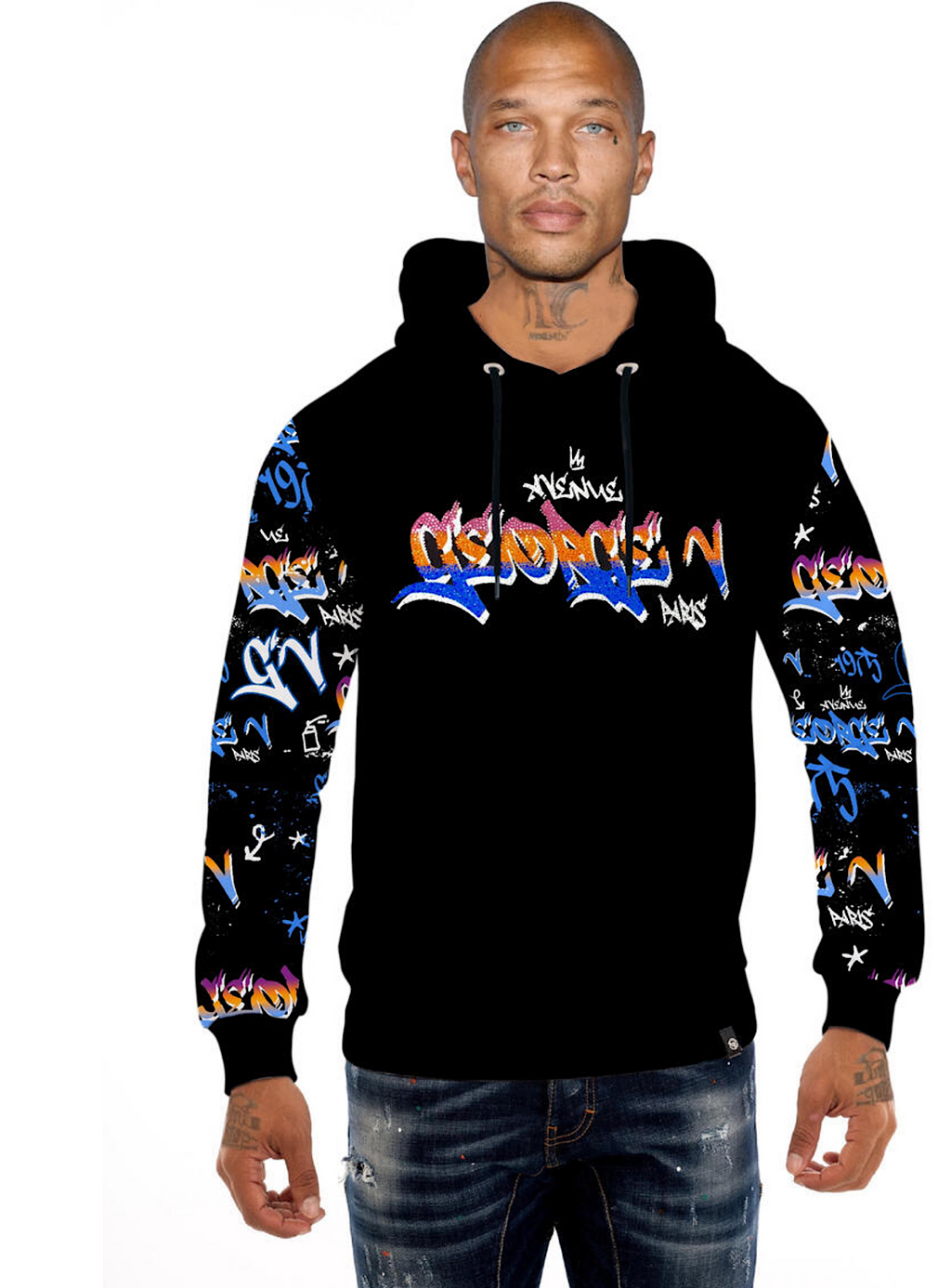 George V Hoodie - Graffiti - Black - GV2640