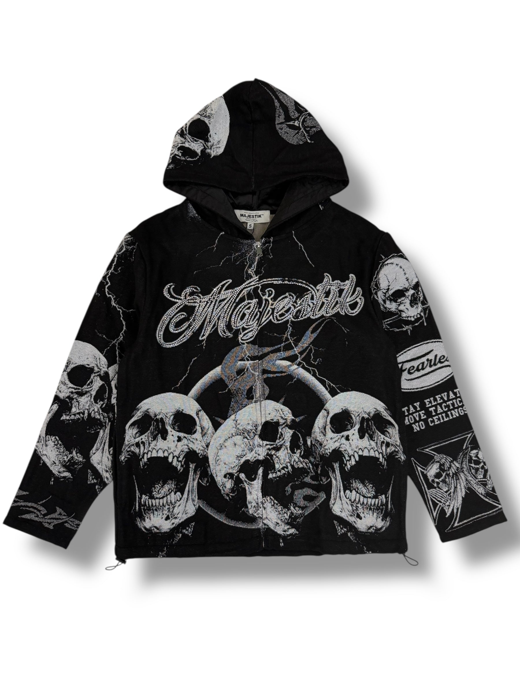 Majestik Hoodie - Men's Tapestry Zip Up - Black - TK2502