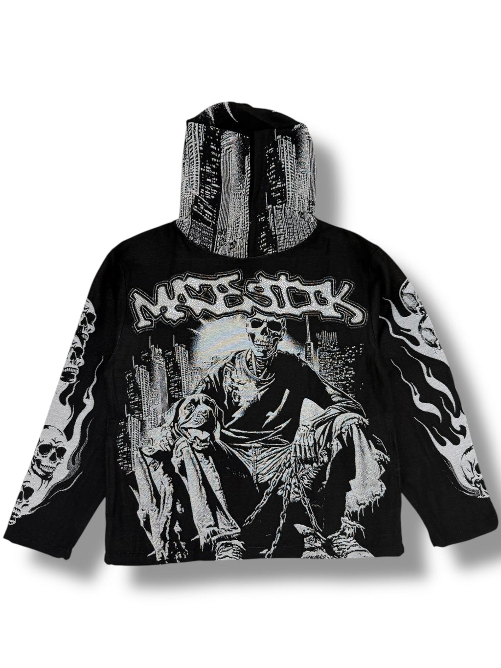 Majestik Hoodie - Bone Squad Tapestry - Black - TH2525