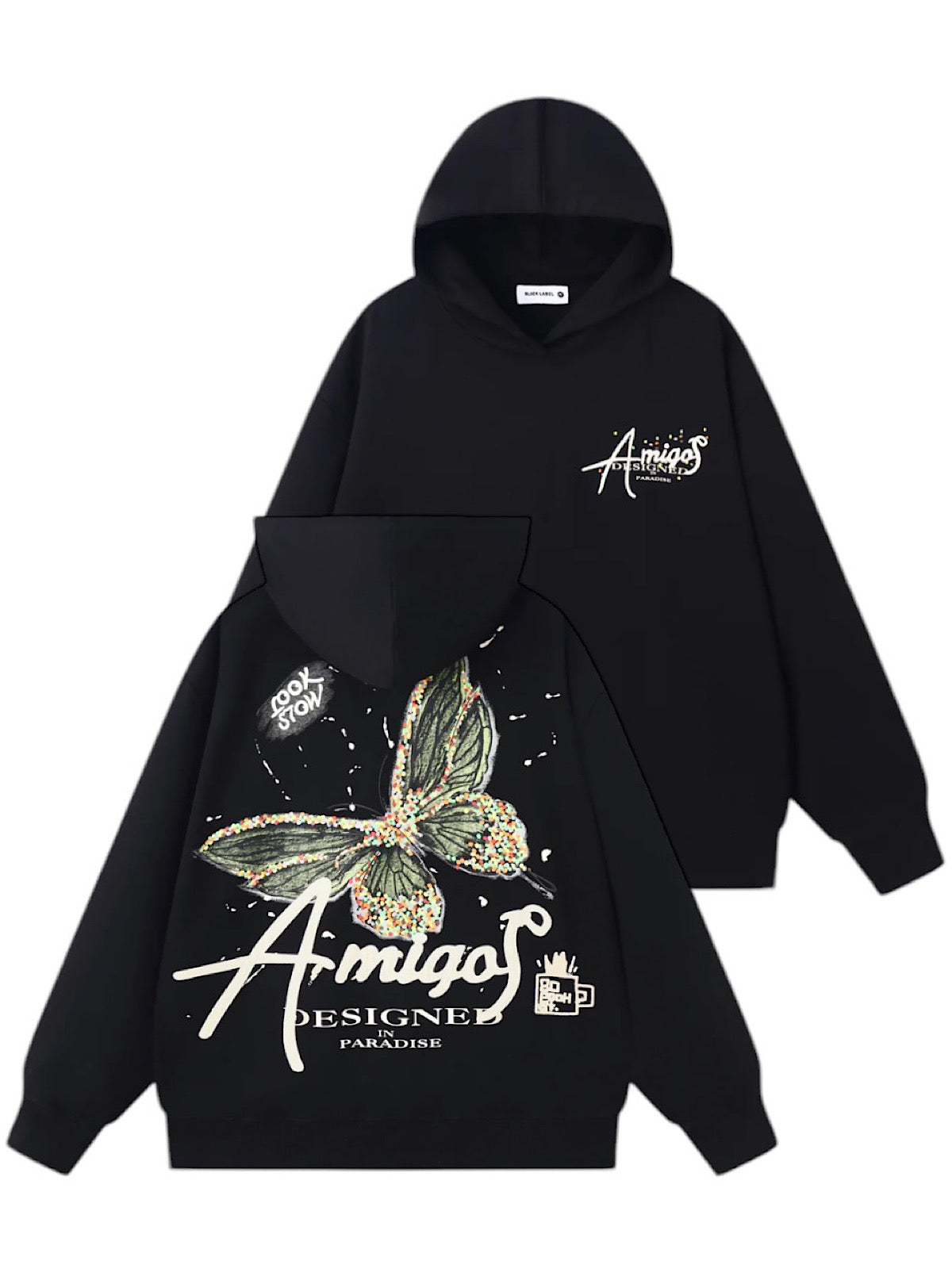 Black Label Hoodie - Black Label Amigos - Black - M803