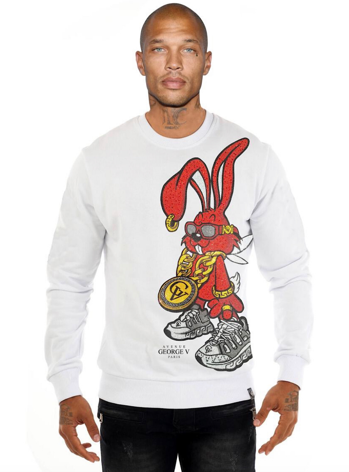 George V Sweatshirt - Blinged Out Bunny - White - GV2607