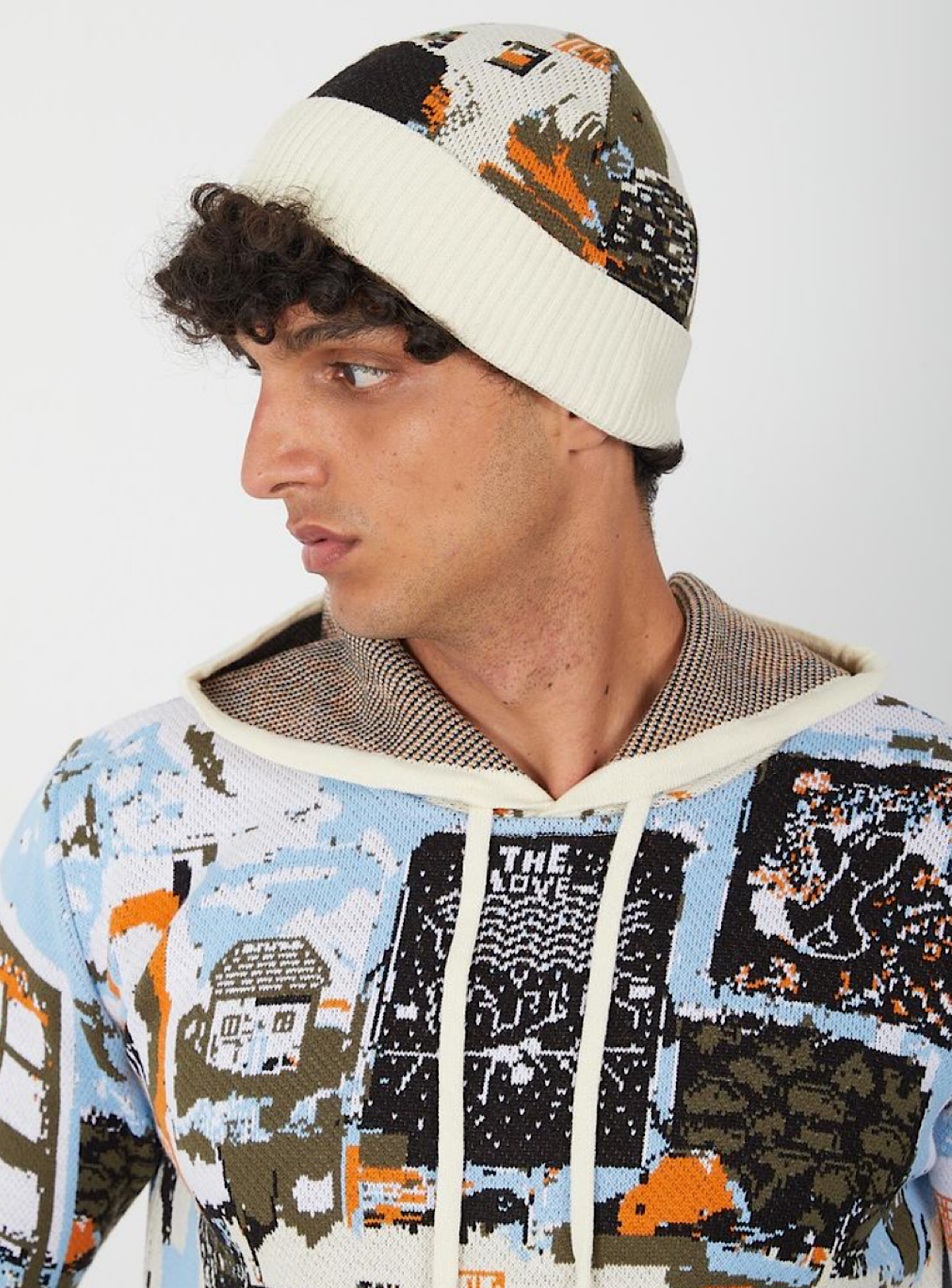 Buyers Choice Hat - Knit Beanie - Blue And Orange - KG-646