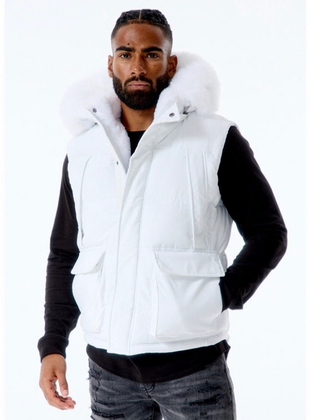 Jordan Craig Vest - Yukon Fur Puffer - White - 9374V