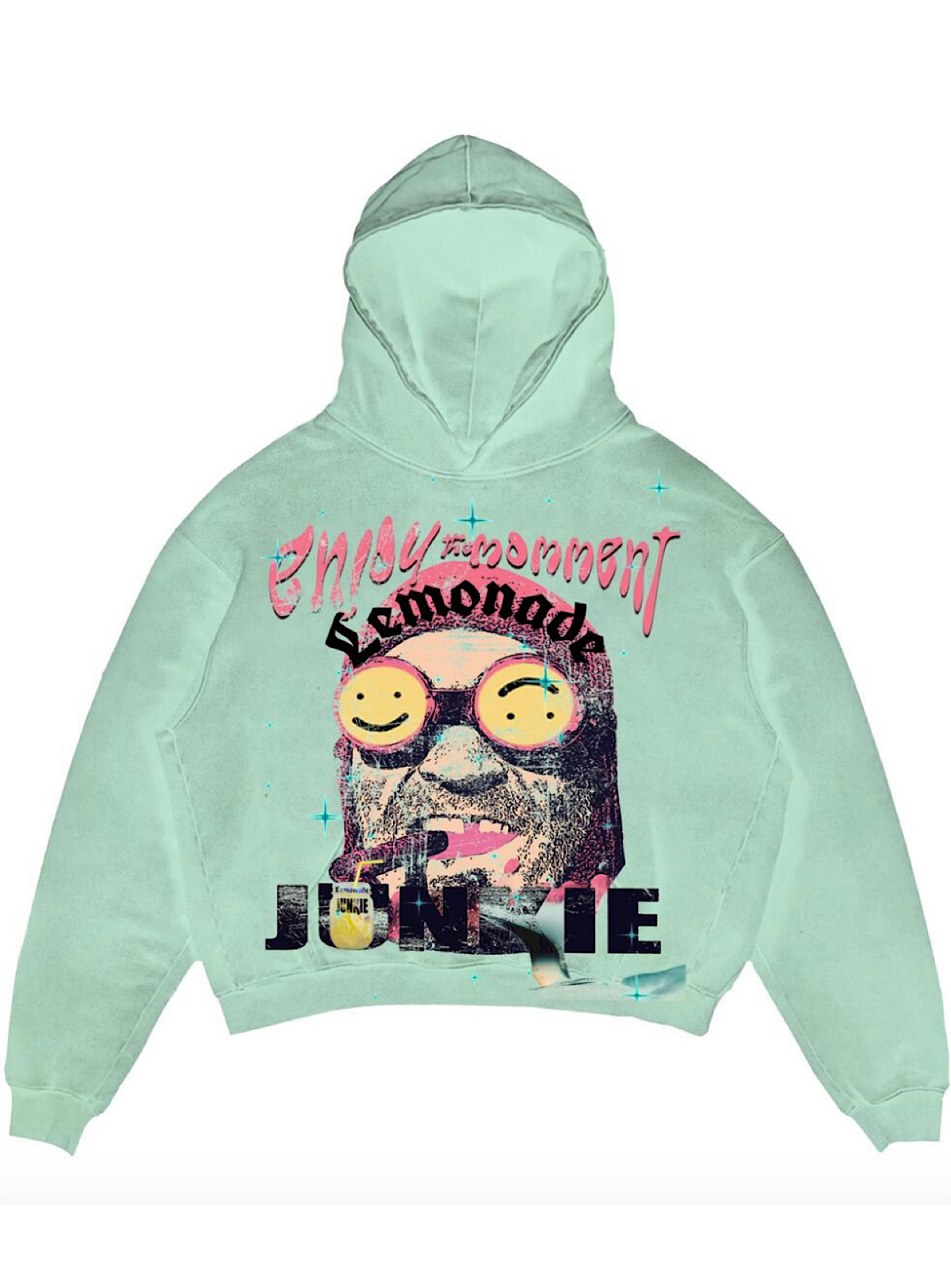 Lemonade Junkie Hoodie - Enjoy The Moment - Mint - L-J-042310