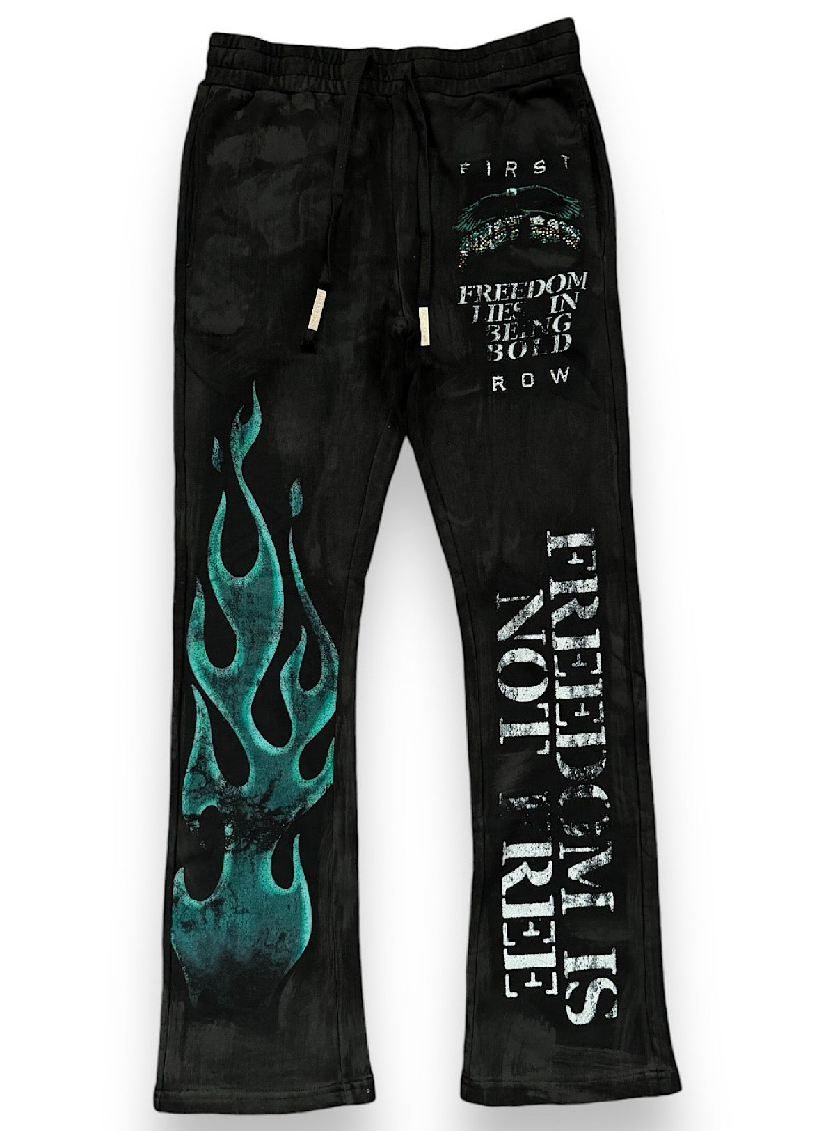 First Row Sweatpants - Freedom Is Not Free Flame - Black  - FRB2486