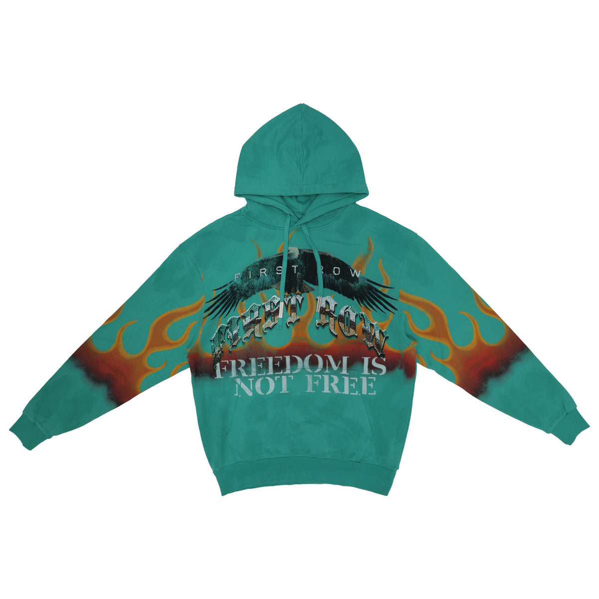 First Row Hoodie - Freedom Is Not Free Flame - Turquoise  - FRF2486A