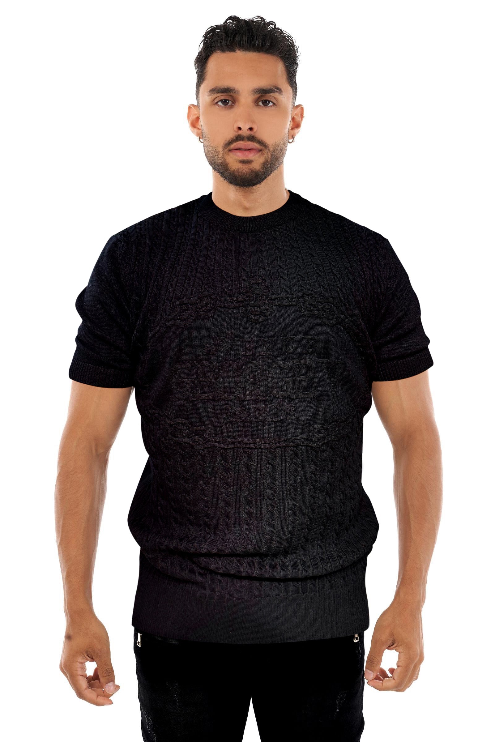 George V T-Shirt - Men's Knitted T-shirt - Black - GV-2904