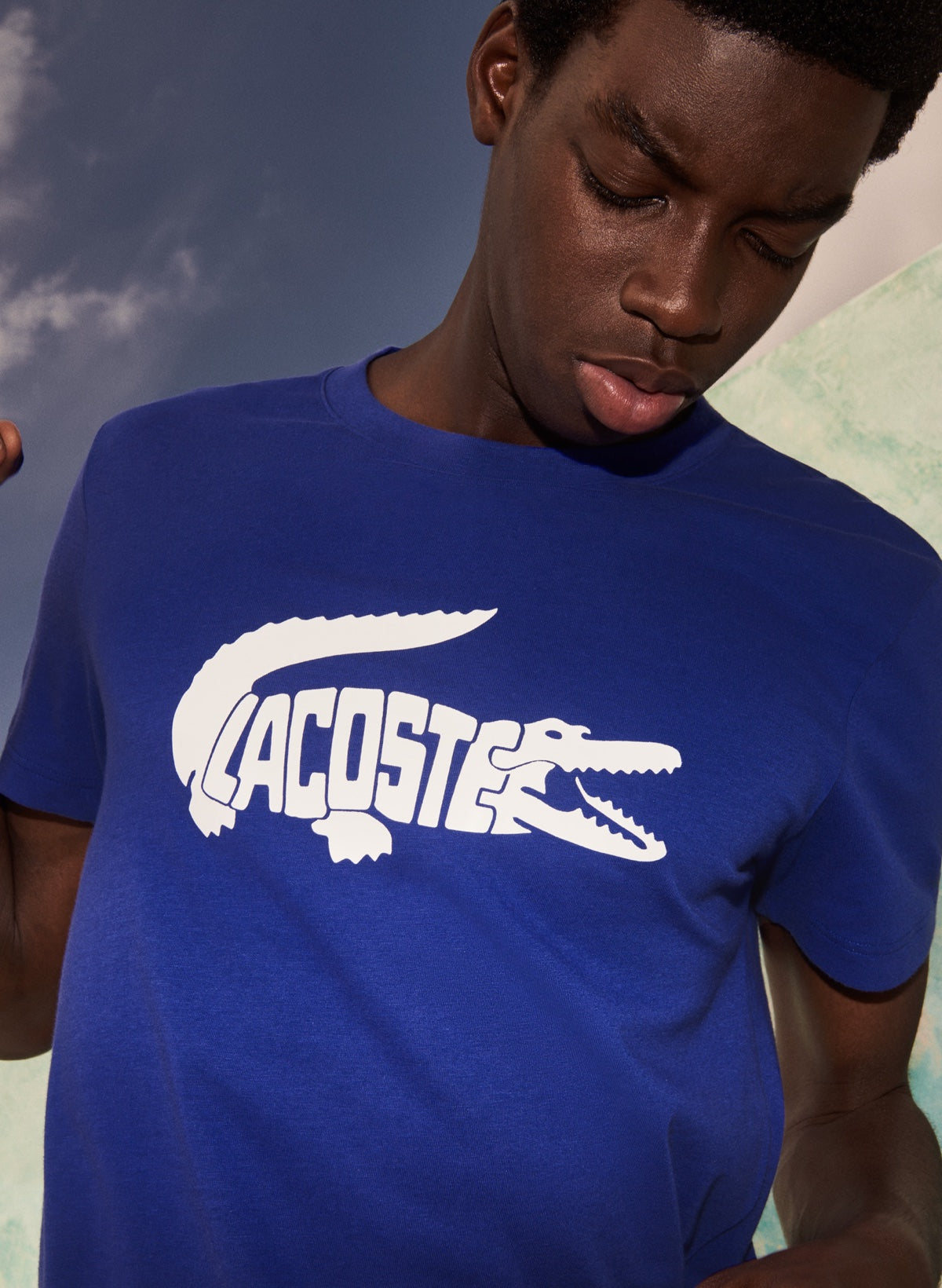 Lacoste T-Shirt - Croc Print - Blue - TH6907 51 QQH