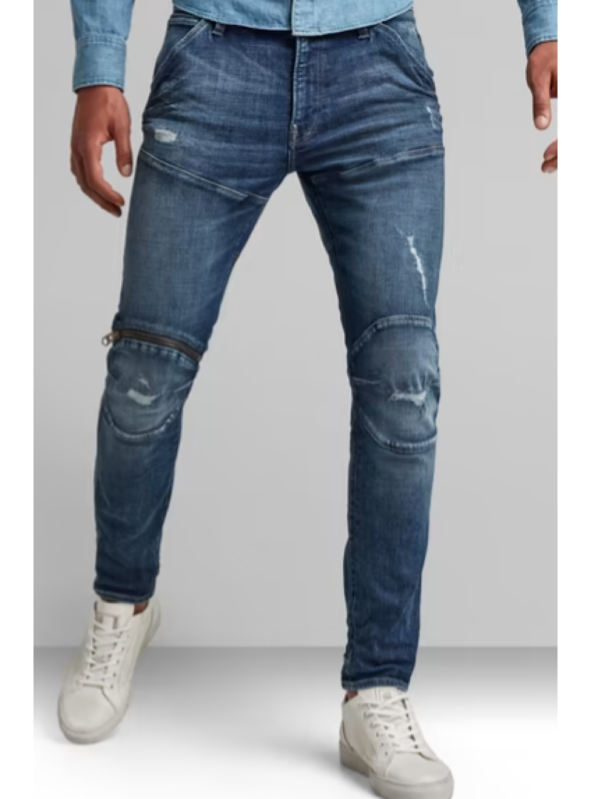 G-Star Jeans - 3D Zip Knee - Faded Ripped Baltic - D01252