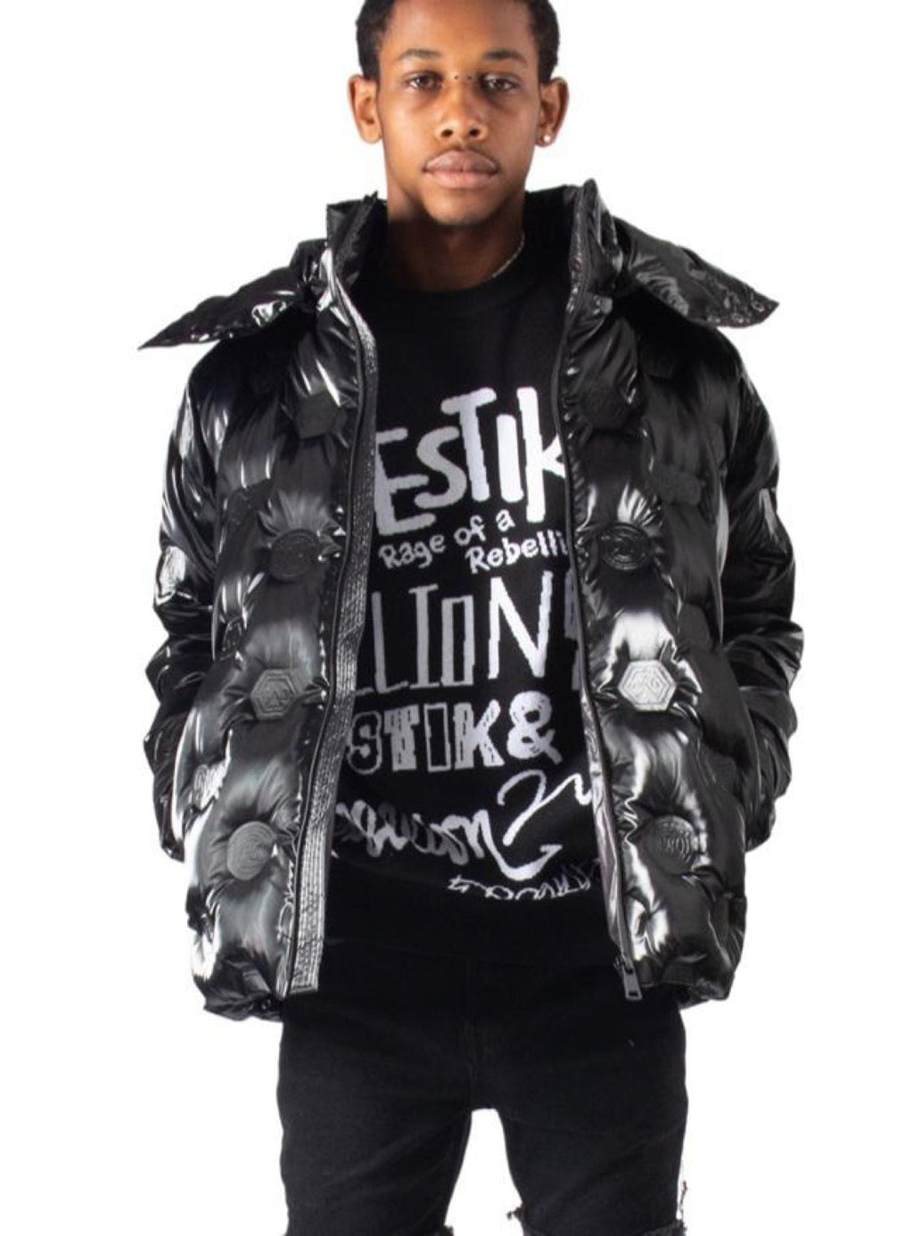 Majestik Jacket - Branded Puffer - Black - JJ2221