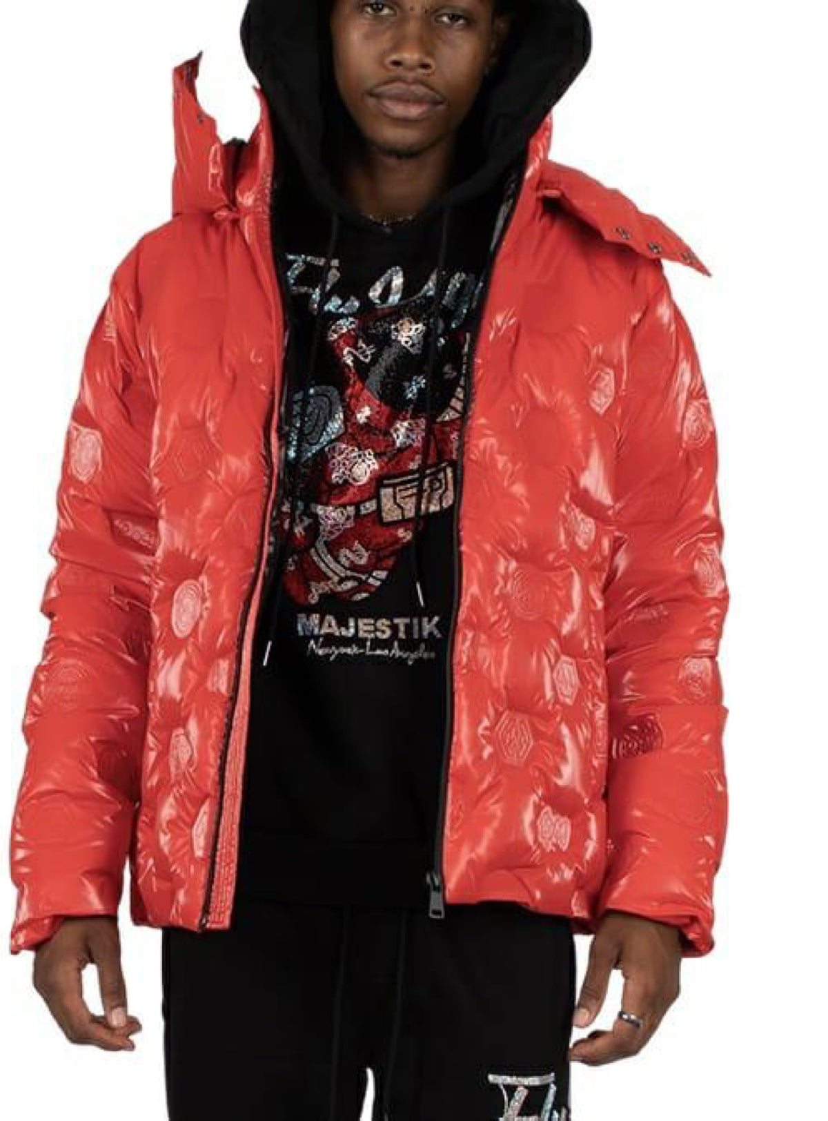 Majestik Jacket - Branded Puffer - Red - JJ2221