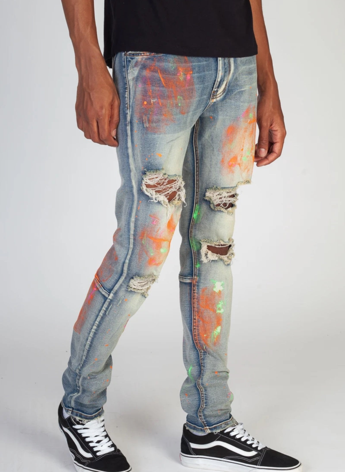 KDNK Jeans - Multi Painted - Vintage Medium Blue - KND4298