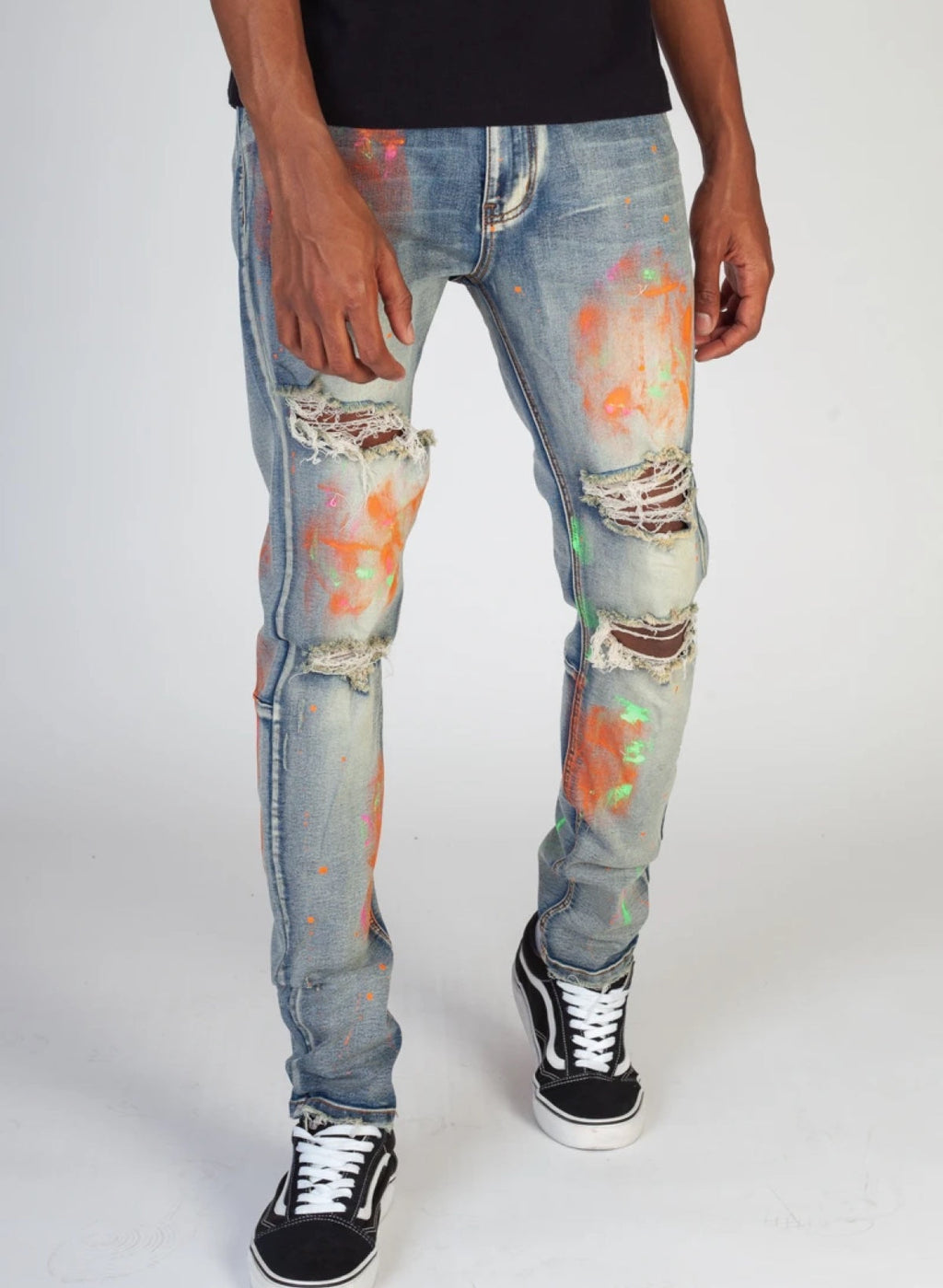 KDNK Jeans - Multi Painted - Vintage Medium Blue - KND4298