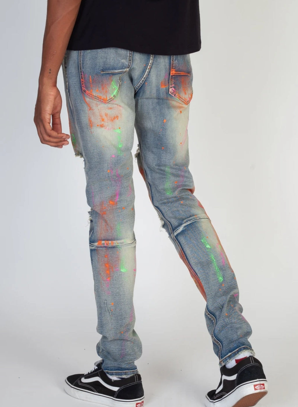 KDNK Jeans - Multi Painted - Vintage Medium Blue - KND4298