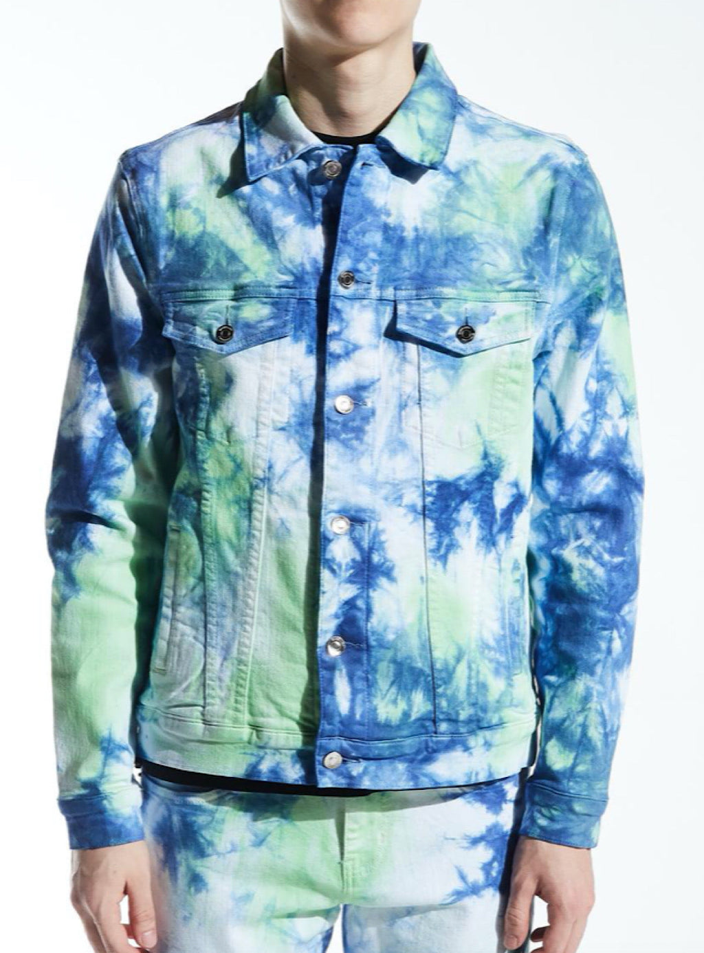 Embellish Denim Jacket - Harvey - Blue Tie Dye - EMBSP220-208