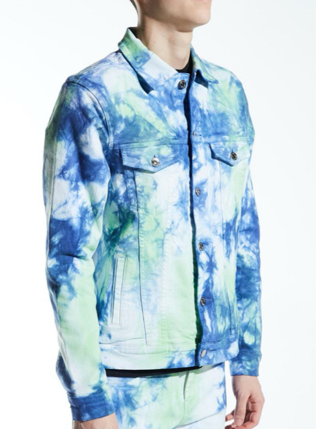 Embellish Denim Jacket - Harvey - Blue Tie Dye - EMBSP220-208
