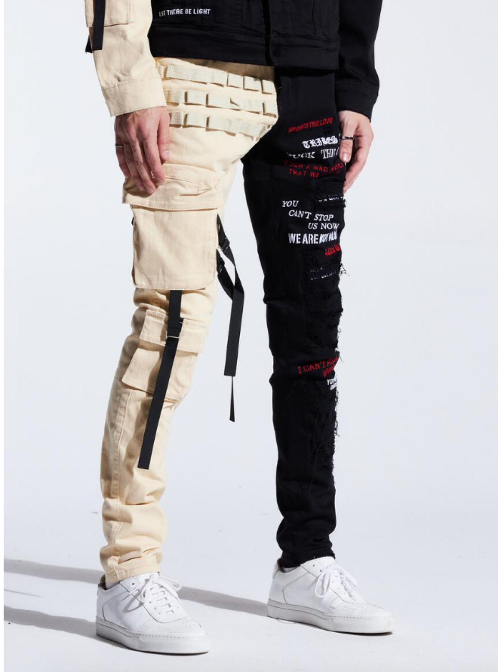 Embellish Jeans - Outlaw Cargo - Split Black/Cream - EMBDECQS20-105