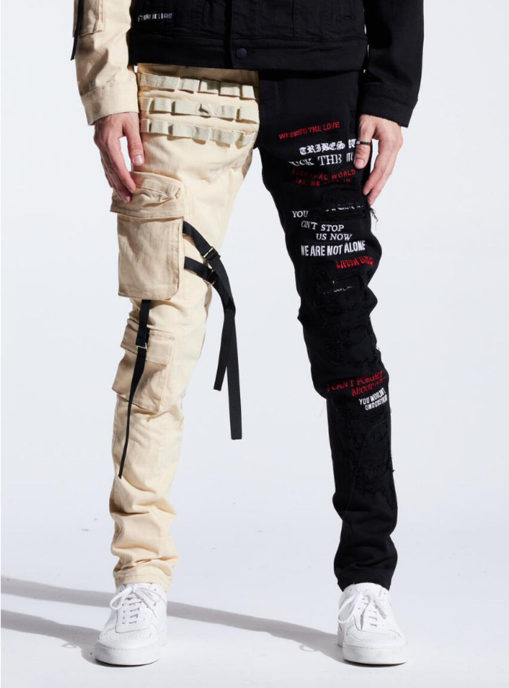 Embellish Jeans - Outlaw Cargo - Split Black/Cream - EMBDECQS20-105