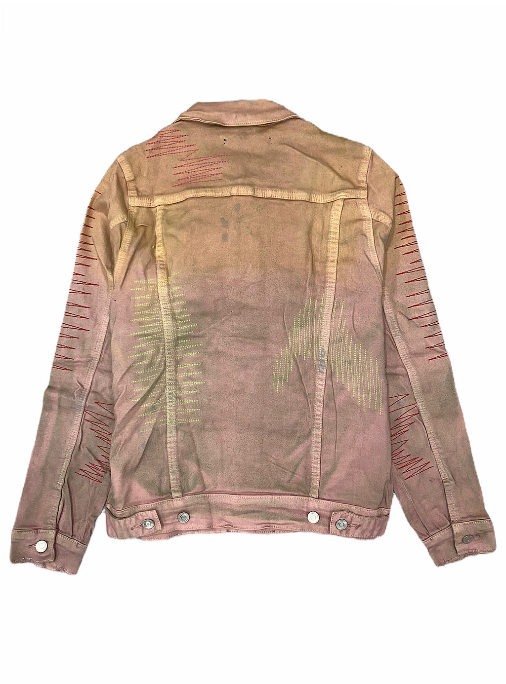 Embellish Denim Jacket - Wilkins - Orange Green - EMBSP220-209