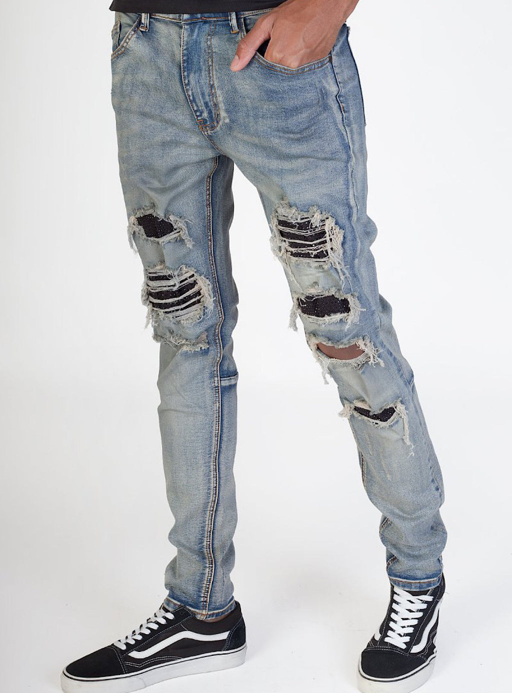 KDNK Jeans - Black Stones - Vintage Medium Blue - KND4315