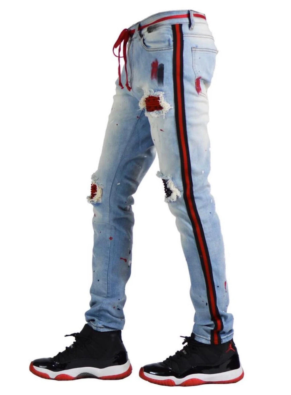 Focus Jeans - Bandana Patches and Stripes - Vintage and Red - 3185