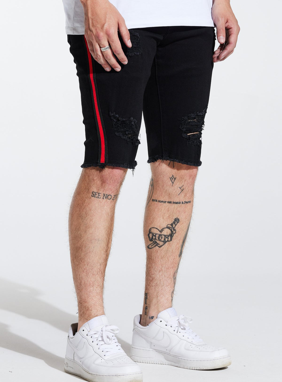 Crysp Denim Shorts - Line - Black - CRYSPSP221-131