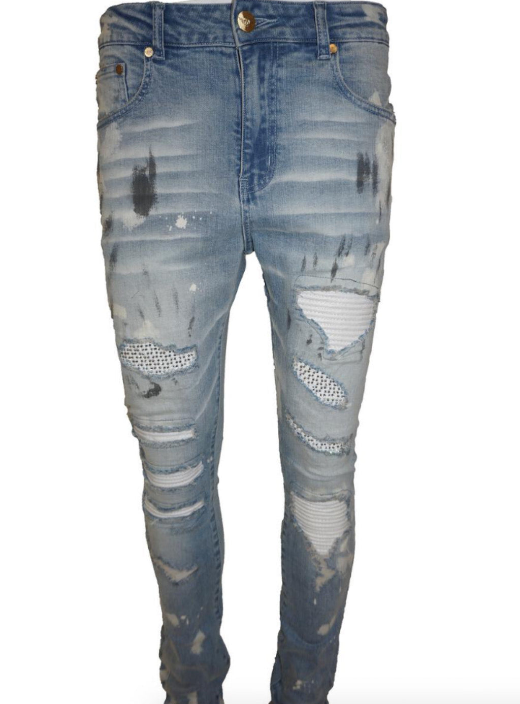 Ferrari Massari Jeans - Picasso Drip White - Blue