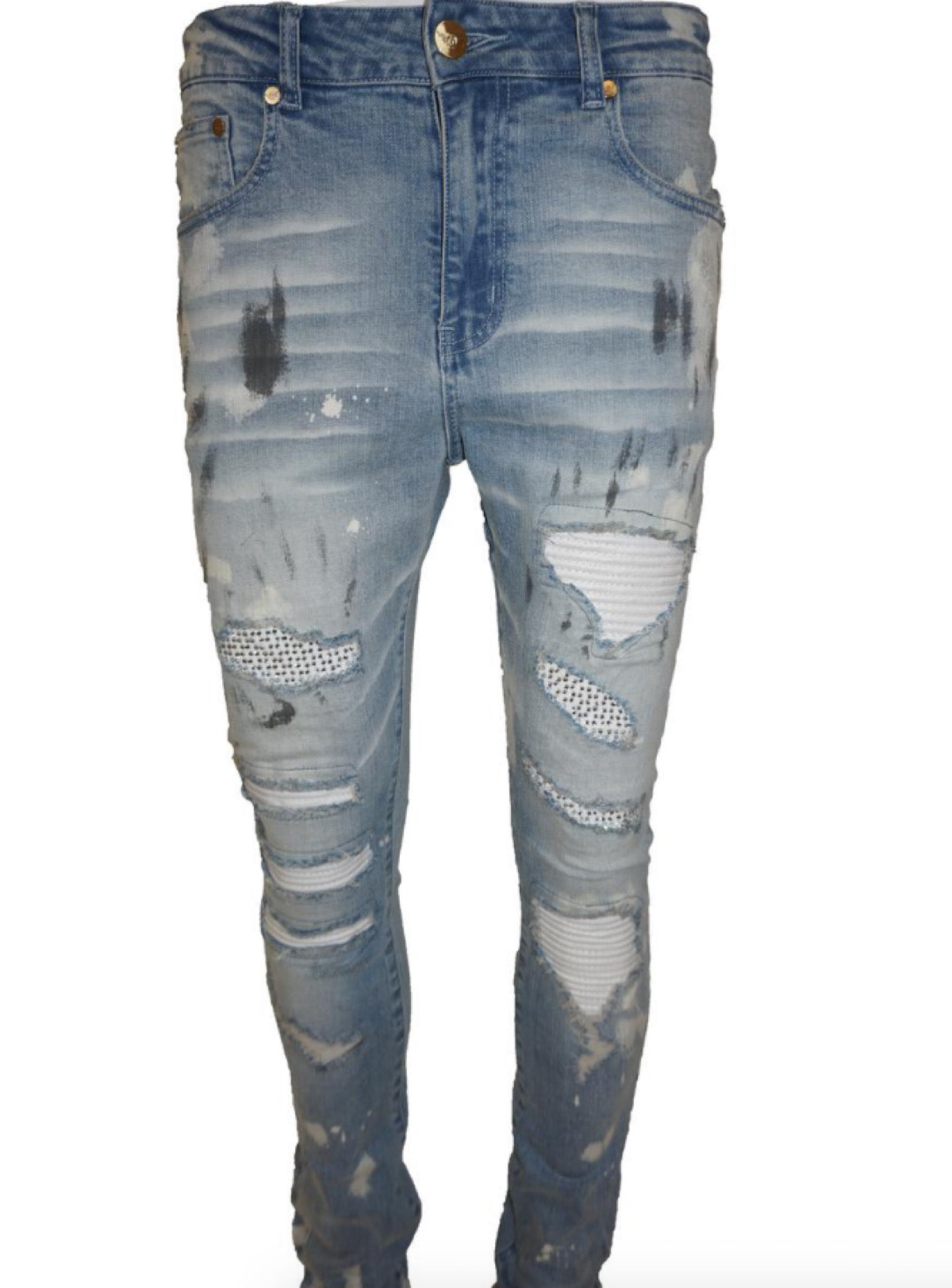 Ferrari Massari Jeans - Picasso Drip White - Blue