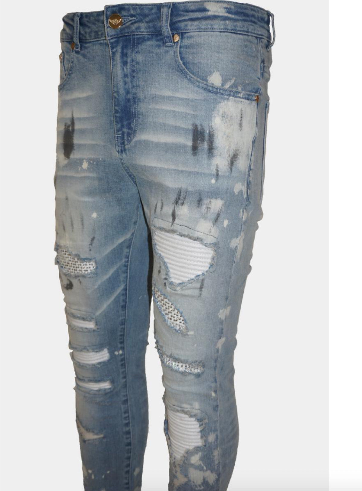 Ferrari Massari Jeans - Picasso Drip White - Blue