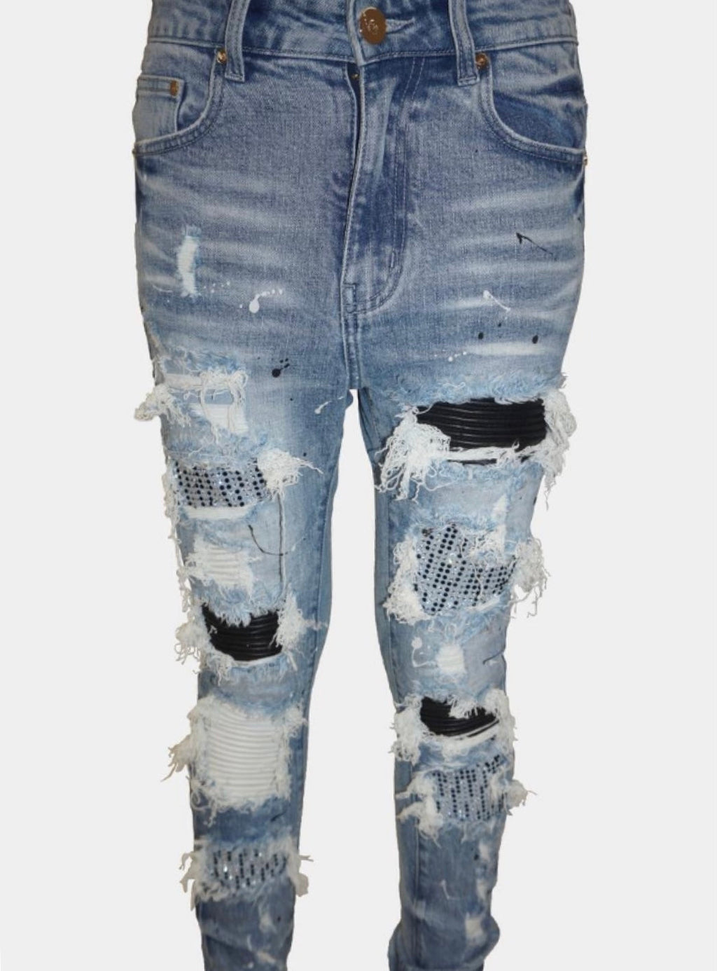 Ferrari Massari Jeans - 2 Tone Drip Black/White - Blue