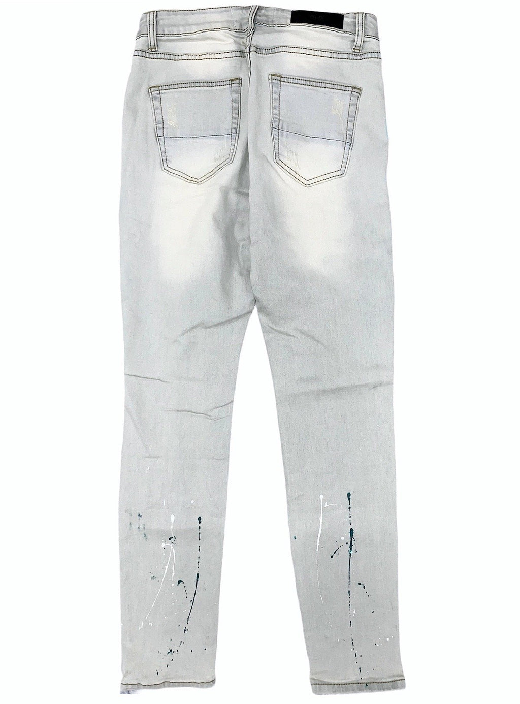 DNA Jeans - Stones And Paint - Light Wash With Green Paint And Teal Stones