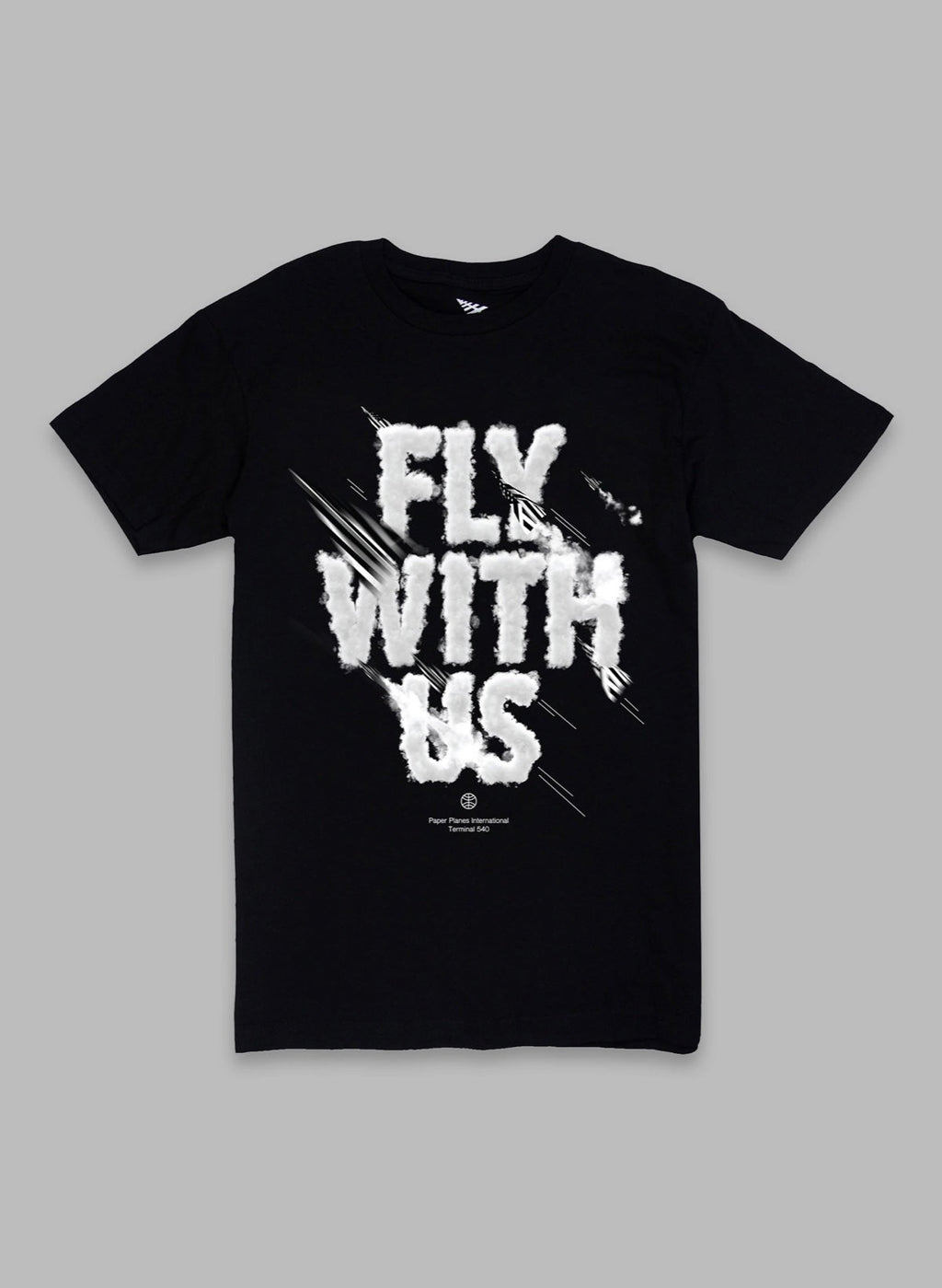Paper Plane T-Shirt - Fly With Us - Black - 20008
