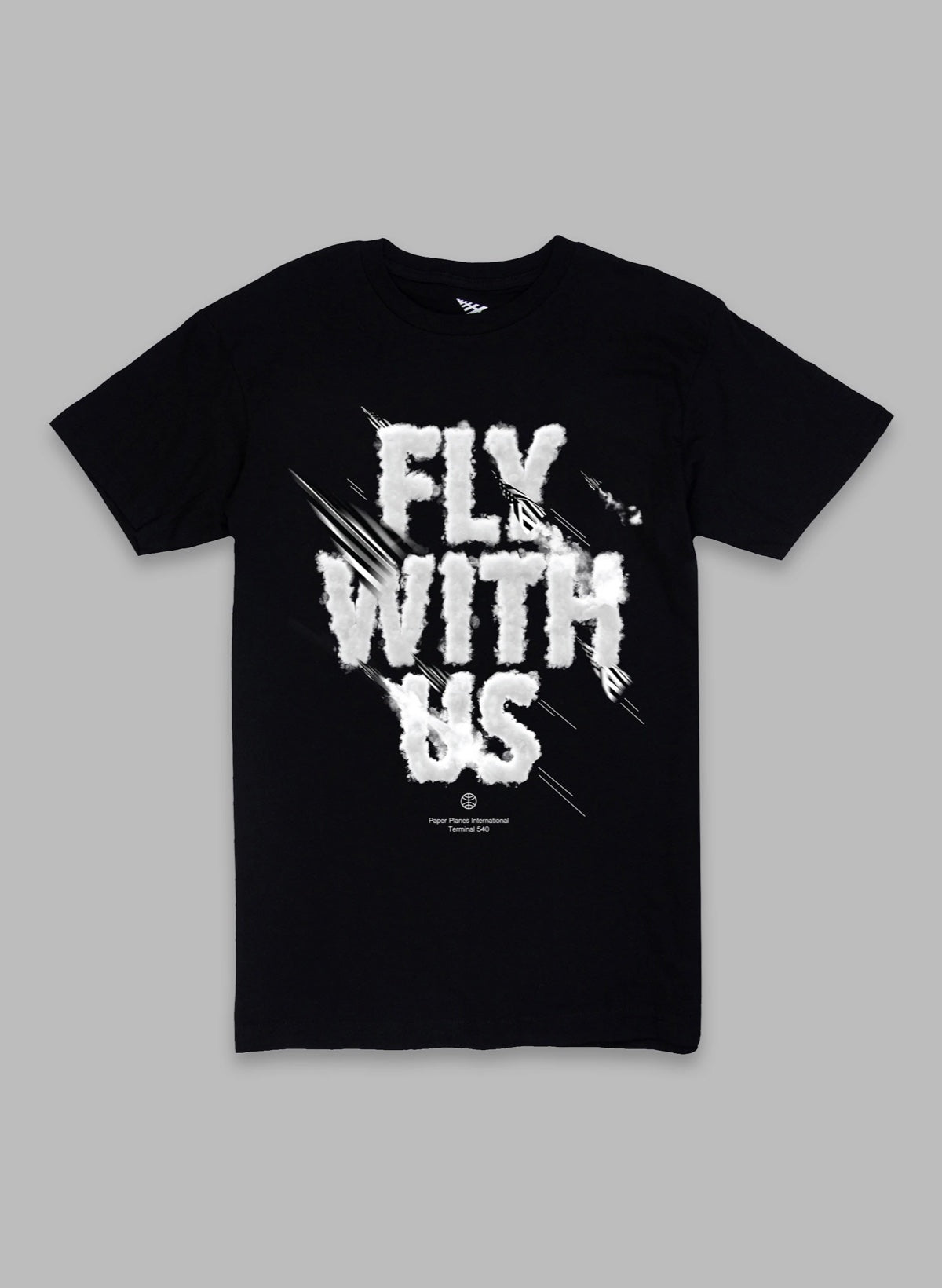 Paper Plane T-Shirt - Fly With Us - Black - 20008