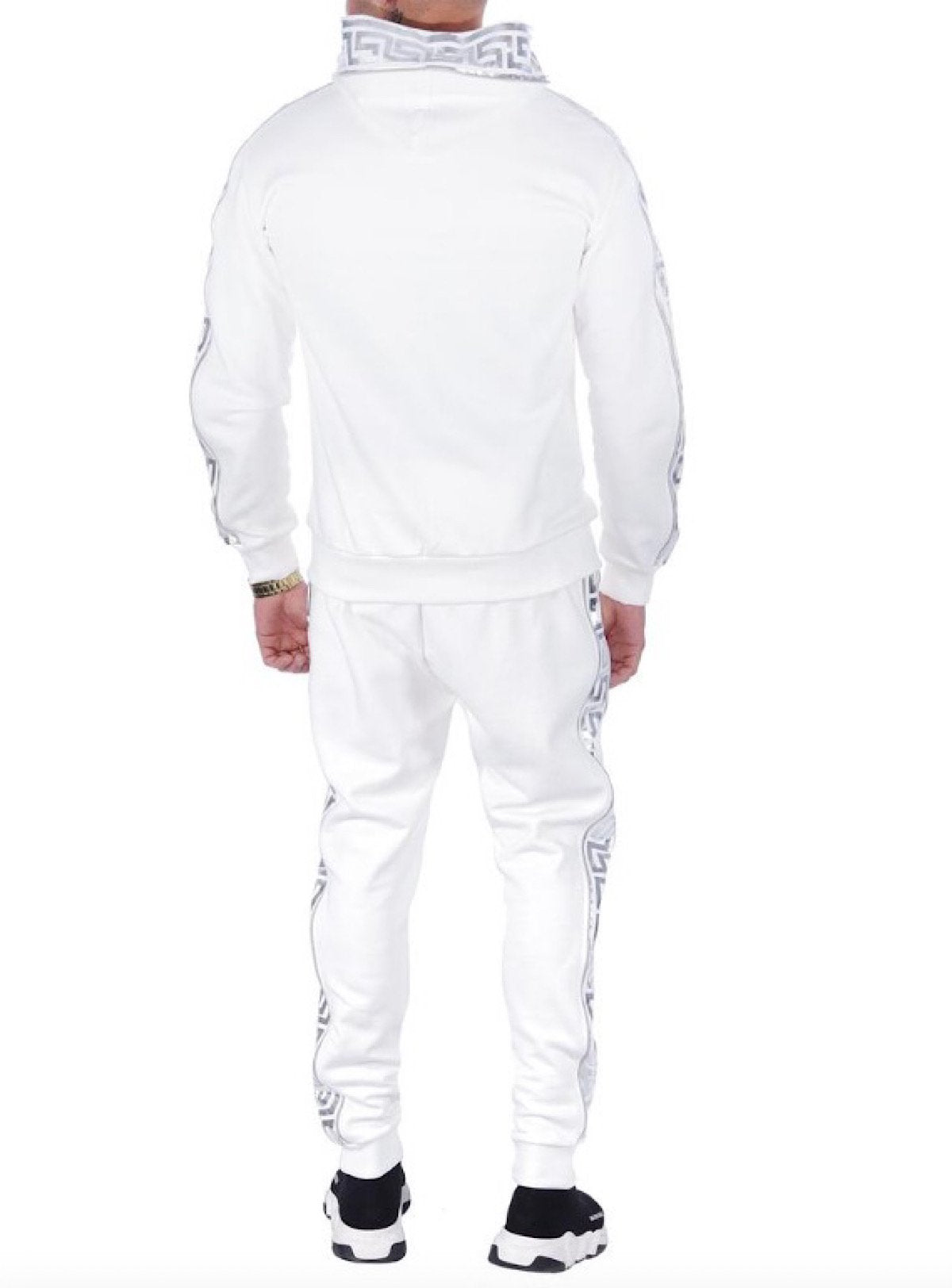George V Sweatsuit - Hooded Pattern - White/Silver - GV1001