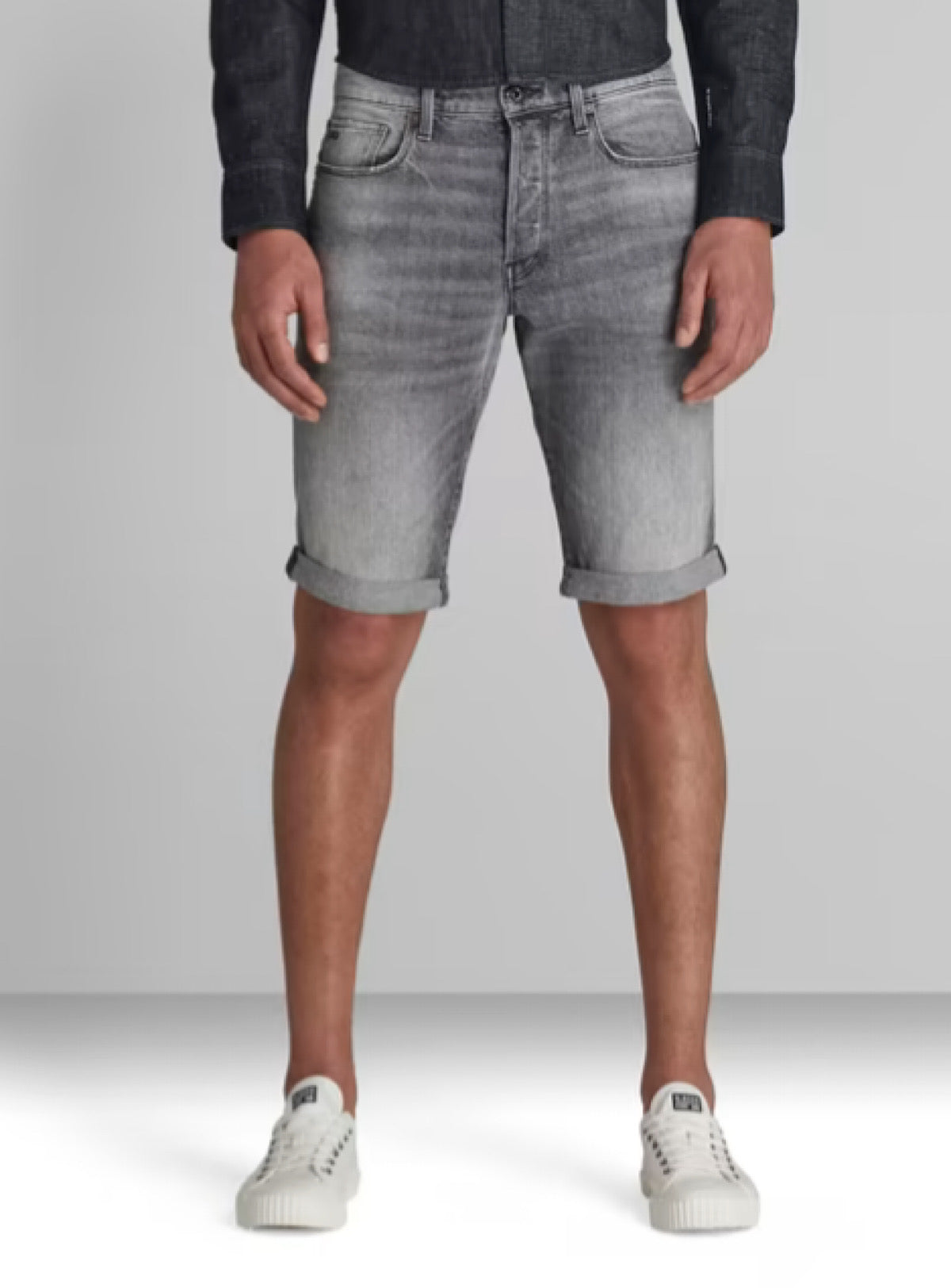 G-Star Denim Shorts - Otas Black Stretch Denim - Faded Anchor - D17417-C530-C282