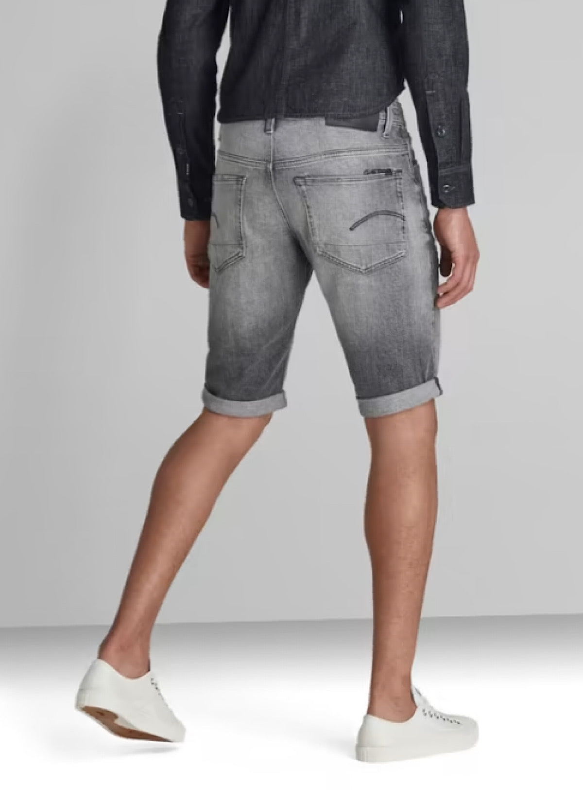 G-Star Denim Shorts - Otas Black Stretch Denim - Faded Anchor - D17417-C530-C282